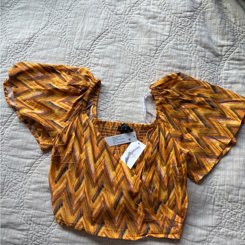 Jessica Simpson Orange Chevron Blouse